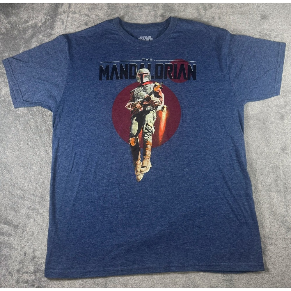 Star Wars The Mandalorian Cobb Vanth Boba Fett Armor Blue T-Shirt L Mad Engine